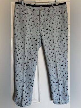 Cartonnier Light Blue Cherry-Print Pants from Anthropologie